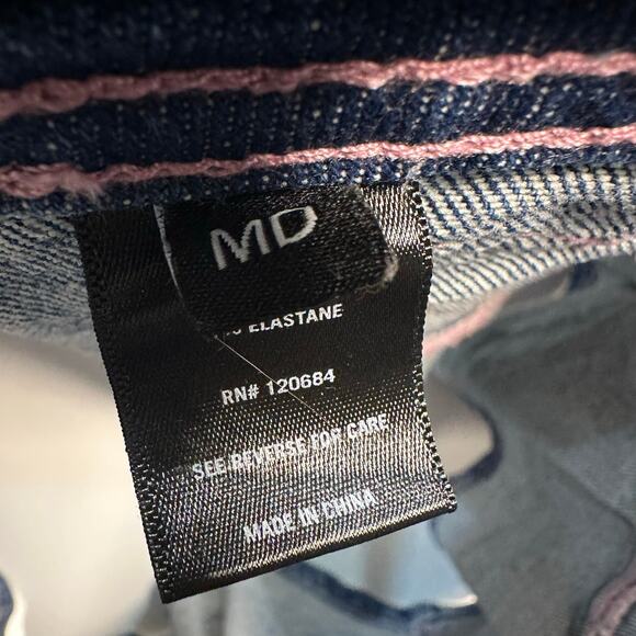 Vintage Y2K Pleated Denim Mini Skirt with Heart Pockets Size Medium - Picture 6 of 8